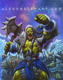 Chargeleader Saurfang holding his fist aloft.