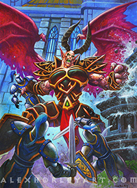 The Dreadlord Anetheron in the midst of a battle with human soldiers.