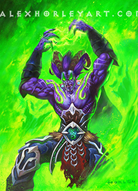 Jace Darkweaver, a Demon Hunter, creates a wall of felfire behind him.